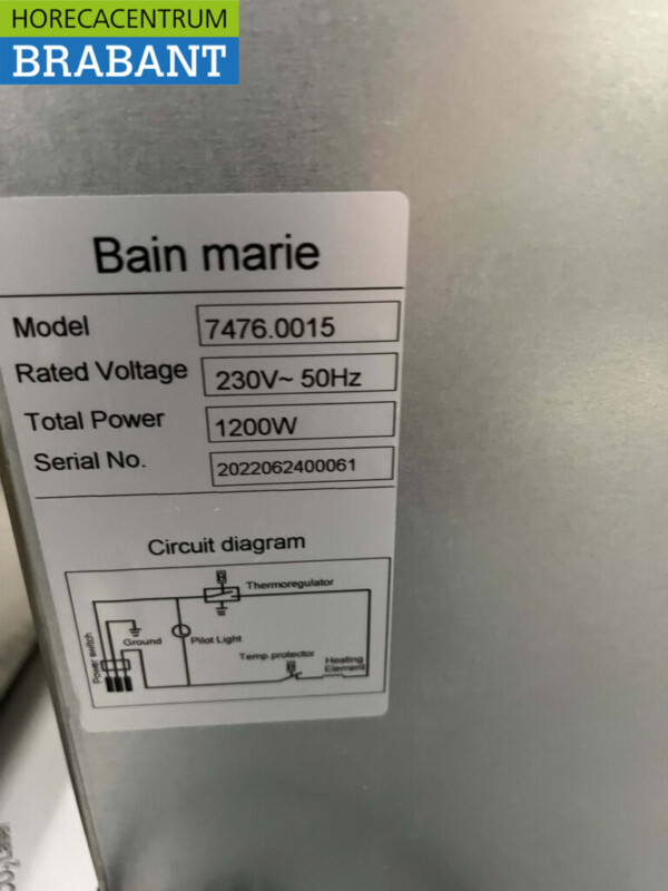 Combisteel en acier inoxydable Bain marie 1/1 GN 230V Horeca – Image 4