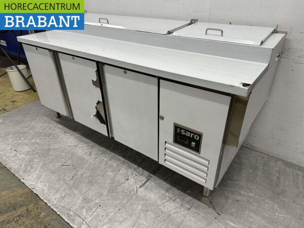 Établi à pizza Saro en acier inoxydable Table à pizza 3 portes 202 cm 230V Horeca – Image 2