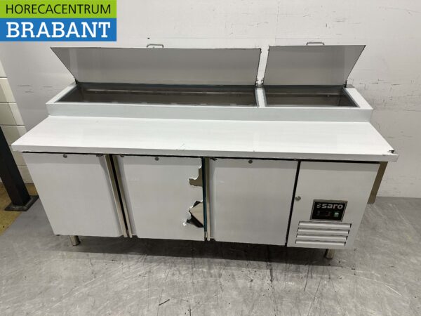 Établi à pizza Saro en acier inoxydable Table à pizza 3 portes 202 cm 230V Horeca – Image 4