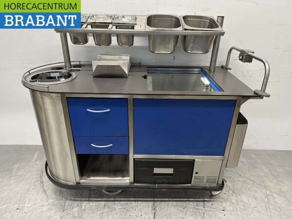 Chariot de restauration en acier inoxydable Automoteur Plaque chauffante à batterie bain-marie 10 x 1/1 GN 230V Horeca