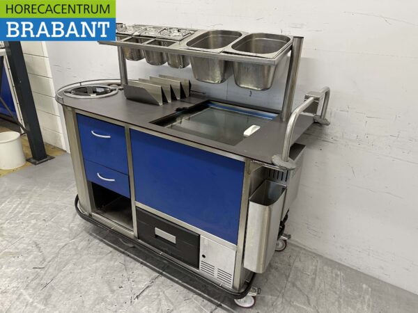 Chariot de restauration en acier inoxydable Automoteur Plaque chauffante à batterie bain-marie 10 x 1/1 GN 230V Horeca – Image 2