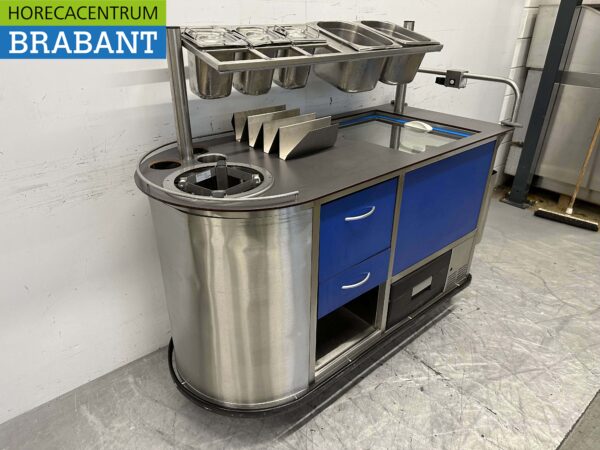 Chariot de restauration en acier inoxydable Automoteur Plaque chauffante à batterie bain-marie 10 x 1/1 GN 230V Horeca – Image 3