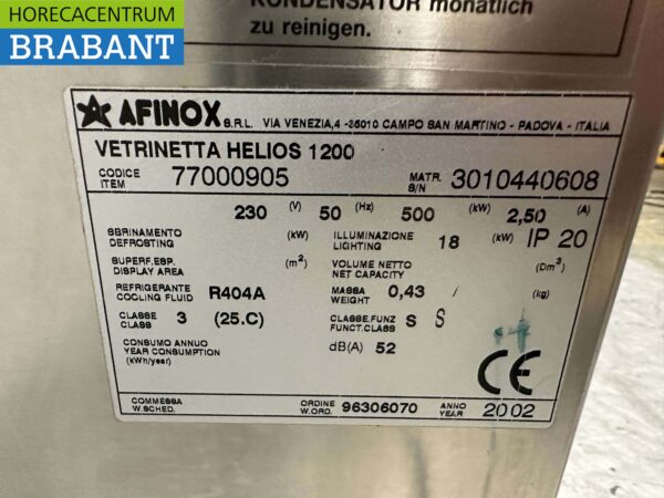 Vitrine réfrigérée en acier inoxydable Afinox Confiseur 120 cm 230V Horeca – Image 6