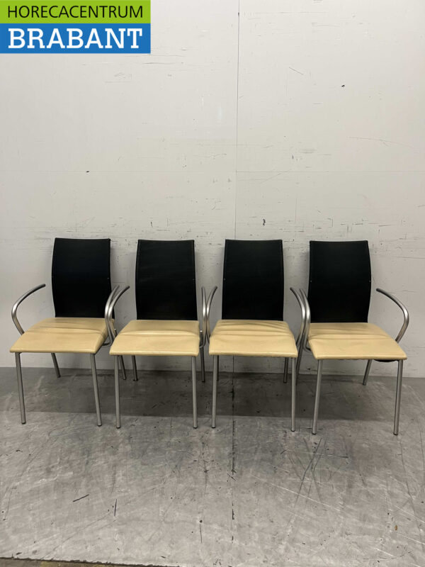 Chaises de salle à manger noir beige 9 pièces Traiteur