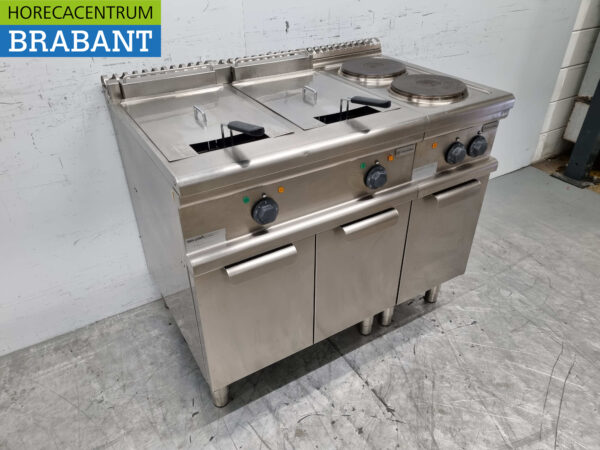 Acier inoxydable Electrolux Baking line 2 brûleurs plaque de cuisson double friteuse friteuse 105 cm 400V Horeca – Image 3