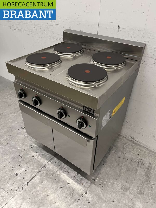 Acier inoxydable Cuisinière électrique 4 brûleurs 400V 70 cm Horeca – Image 2
