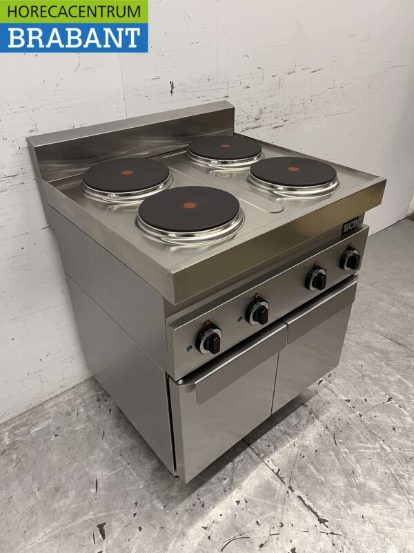 Acier inoxydable Cuisinière électrique 4 brûleurs 400V 70 cm Horeca – Image 3