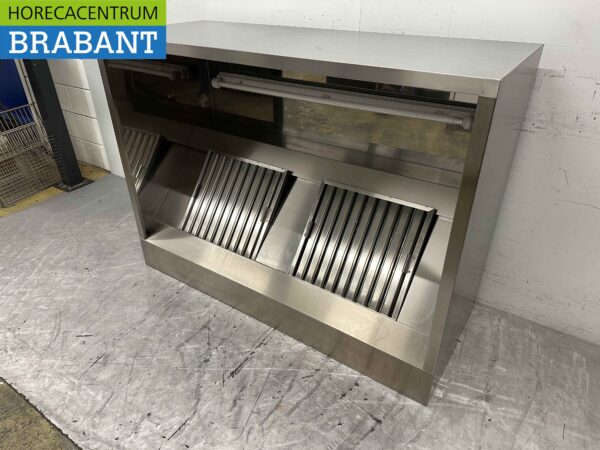 Hotte aspirante en acier inoxydable Hotte aspirante avec filtres à lamelles 150 x 110 x 60 cm Modèle de boîte Horeca – Image 2