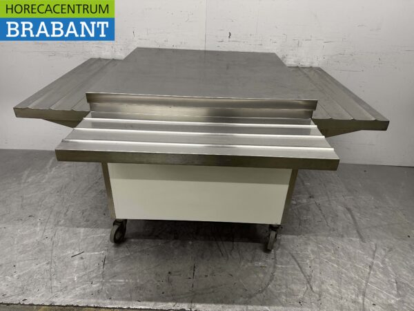 Table de travail mobile en acier inoxydable Table de buffet sur roulettes 100 x 100 x 90 cm Restauration