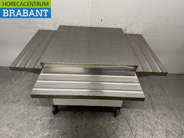 Table de travail mobile en acier inoxydable Table de buffet sur roulettes 100 x 100 x 90 cm Restauration – Image 2