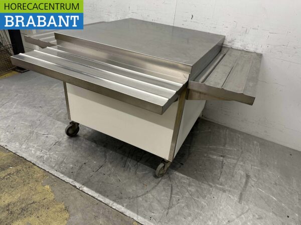 Table de travail mobile en acier inoxydable Table de buffet sur roulettes 100 x 100 x 90 cm Restauration – Image 4