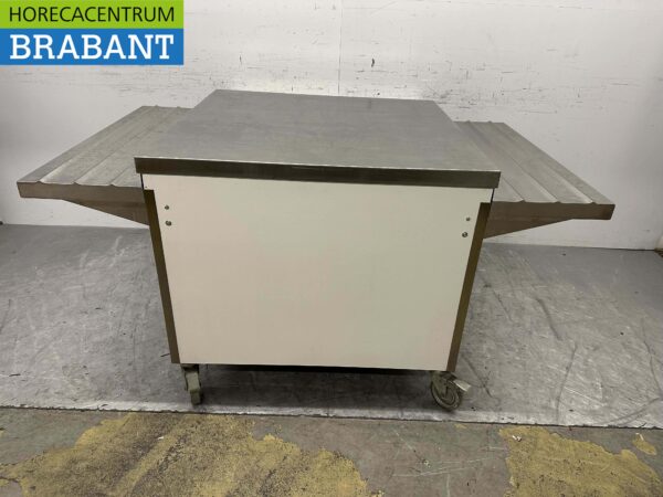 Table de travail mobile en acier inoxydable Table de buffet sur roulettes 100 x 100 x 90 cm Restauration – Image 5