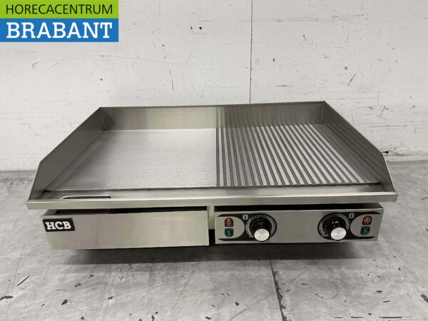 Acier inoxydable Plaque de gril 1/2 nervurée 73 cm 2 x 230V Horeca