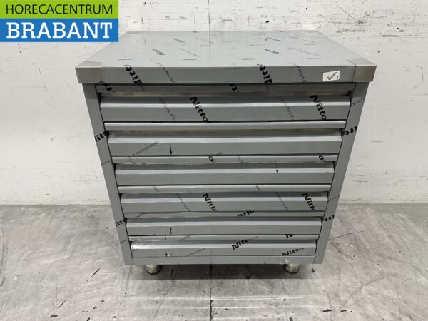 Armoire de travail en acier inoxydable Premium-line Armoire à tiroirs 6 tiroirs pour pâte 70 cm Traiteur Pizzeria Boulangerie