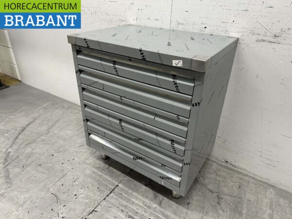 Armoire de travail en acier inoxydable Premium-line Armoire à tiroirs 6 tiroirs pour pâte 70 cm Traiteur Pizzeria Boulangerie – Image 2
