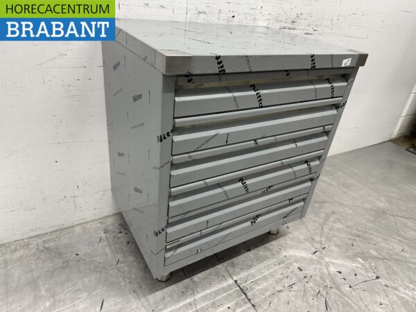 Armoire de travail en acier inoxydable Premium-line Armoire à tiroirs 6 tiroirs pour pâte 70 cm Traiteur Pizzeria Boulangerie – Image 3