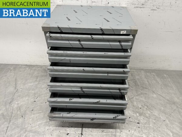 Armoire de travail en acier inoxydable Premium-line Armoire à tiroirs 6 tiroirs pour pâte 70 cm Traiteur Pizzeria Boulangerie – Image 4