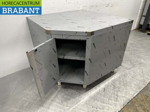 Armoire de travail en acier inoxydable Premium-line Armoire d'angle pliante 100 x 100 cm Restauration – Image 4