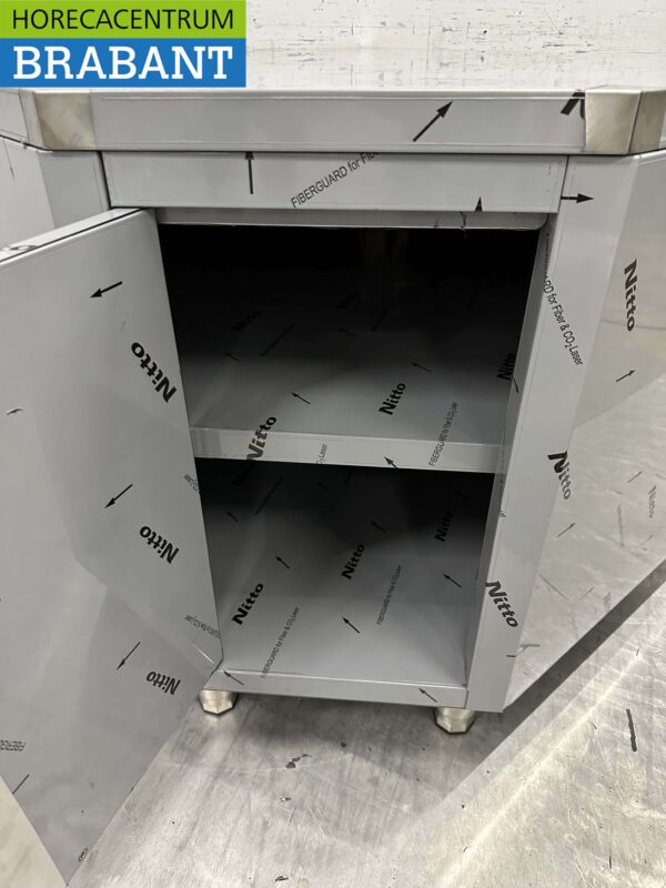 Armoire de travail en acier inoxydable Premium-line Armoire d'angle pliante 100 x 100 cm Restauration – Image 5