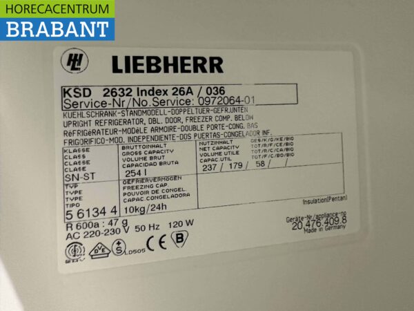 Liebherr Comfort Cooling Réfrigérateur Congélateur Combiné Congélateur 254 litres 230V Horeca – Image 5