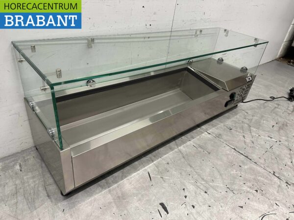 Vitrine de comptoir en acier inoxydable Vitrine de comptoir saladière 5 x 1/4 GN 120 cm Horeca – Image 3