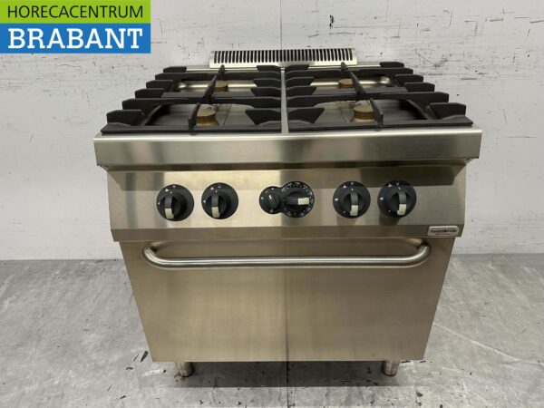 Plaque de cuisson 4 feux Electrolux en acier inoxydable avec four à gaz 80 cm Horeca