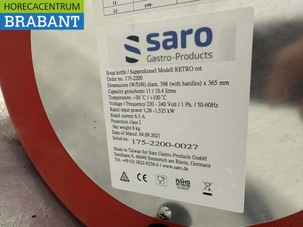 Saro Retro Soup Kettle en acier inoxydable Soupière 11 litres 230V Catering – Image 4