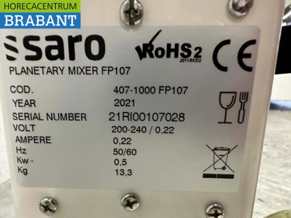 Saro Robot ménager Mixeur ménager Bol en acier inoxydable 7 litres 230V Horeca – Image 8