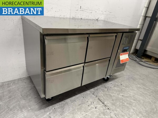 Établi réfrigéré Polar en acier inoxydable 4 tiroirs 136 cm 230V Horeca – Image 3