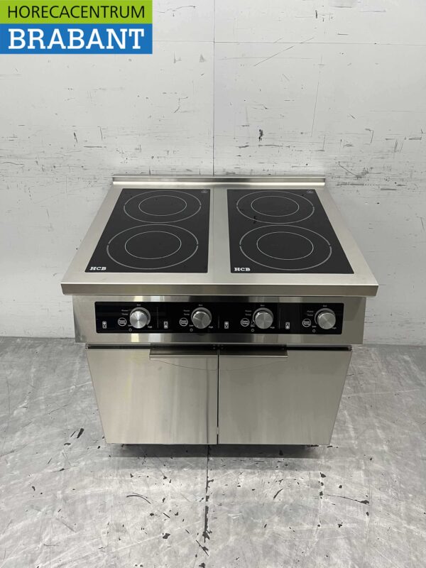 Acier inoxydable Plaque de cuisson à induction 4 brûleurs 17 kW 400V 80 cm Horeca