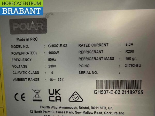 Polar GH507 Congélateur à double porte en verre Congélateur 920 litres 230V Horeca – Image 5
