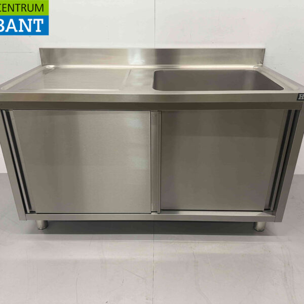 HCB Évier en acier inoxydable Évier 2 portes coulissantes Premium-line 140 cm Horeca