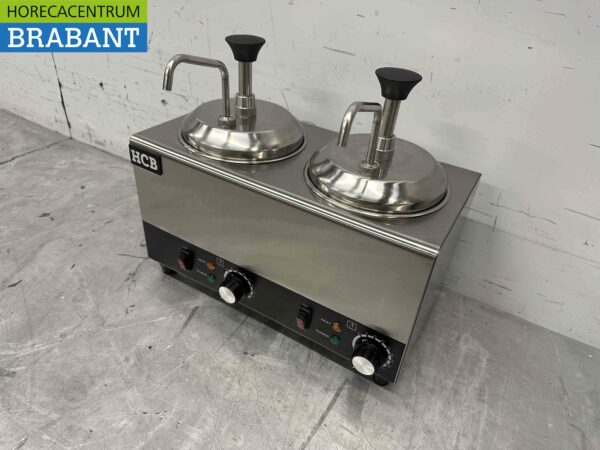 Pompe à sauce chauffante en acier inoxydable Chauffe-sauce 2 x 2 litres Fromage Caramel Beurre Chili Fondant 230V Horeca – Image 2
