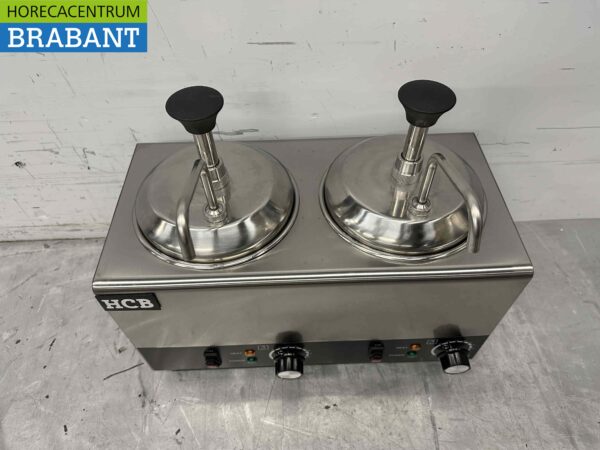 Pompe à sauce chauffante en acier inoxydable Chauffe-sauce 2 x 2 litres Fromage Caramel Beurre Chili Fondant 230V Horeca – Image 4