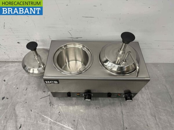 Pompe à sauce chauffante en acier inoxydable Chauffe-sauce 2 x 2 litres Fromage Caramel Beurre Chili Fondant 230V Horeca – Image 6