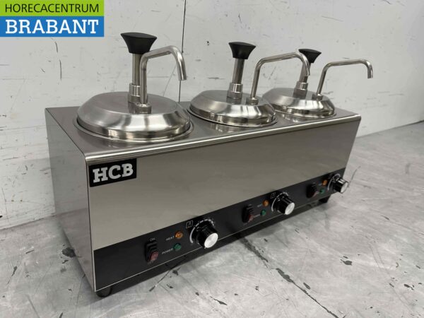 Pompe à sauce chauffante en acier inoxydable Chauffe-sauce 3 x 2 litres Fromage Caramel Beurre Chili Fondant 230V Horeca – Image 2