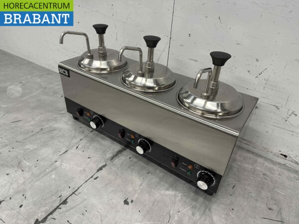 Pompe à sauce chauffante en acier inoxydable Chauffe-sauce 3 x 2 litres Fromage Caramel Beurre Chili Fondant 230V Horeca – Image 3