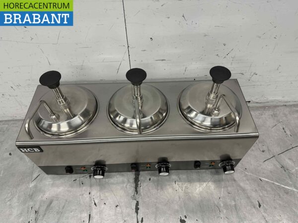 Pompe à sauce chauffante en acier inoxydable Chauffe-sauce 3 x 2 litres Fromage Caramel Beurre Chili Fondant 230V Horeca – Image 4