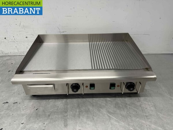 Plaque de gril en acier inoxydable 1/2 nervurée 74 cm 400V Horeca