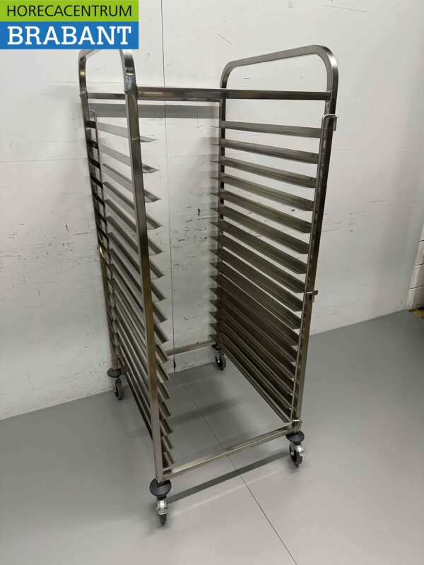 Chariot Regal en acier inoxydable 32 x 60/40 cm Boulangerie norme Horeca – Image 2