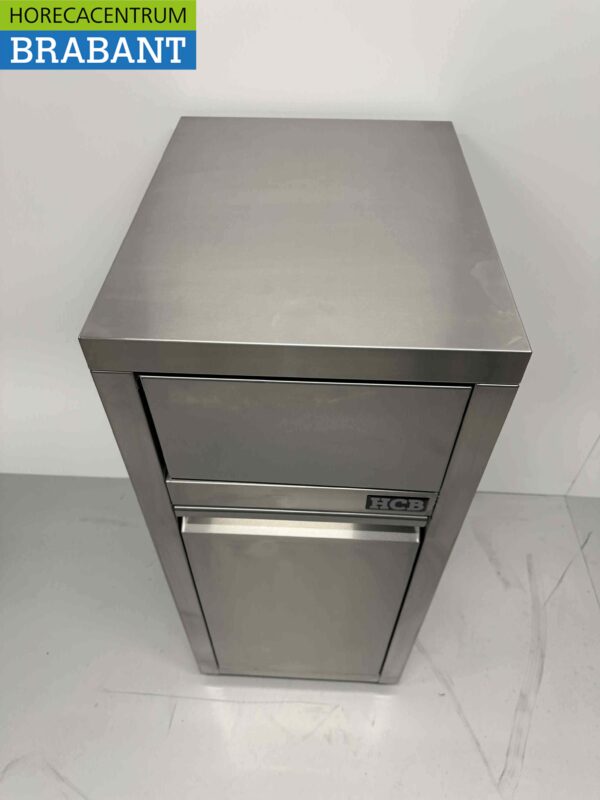 Acier inoxydable Poubelle mobile Poubelle Premium-line Couvercle poussoir Porte basculante 50 litres Restauration – Image 4
