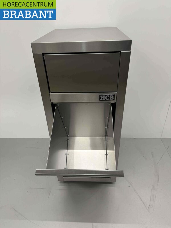 Acier inoxydable Poubelle mobile Poubelle Premium-line Couvercle poussoir Porte basculante 50 litres Restauration – Image 5