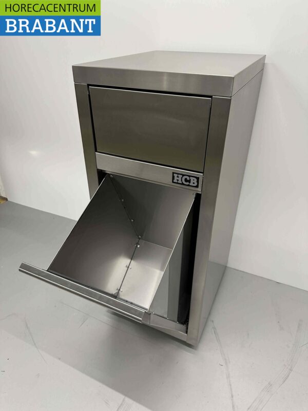 Acier inoxydable Poubelle mobile Poubelle Premium-line Couvercle poussoir Porte basculante 50 litres Restauration – Image 6