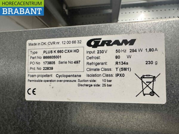 Réfrigérateur Gram en acier inoxydable Réfrigérateur 660 litres 230V Horeca – Image 6