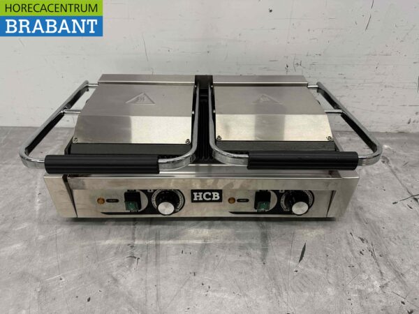 Gril à panini en acier inoxydable à double contact nervuré 230V Catering