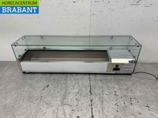Vitrine de comptoir en acier inoxydable Countertop chiller saladière 7 x 1/4 GN 150 cm Horeca