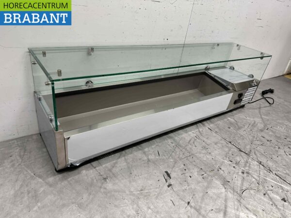 Vitrine de comptoir en acier inoxydable Countertop chiller saladière 7 x 1/4 GN 150 cm Horeca – Image 3