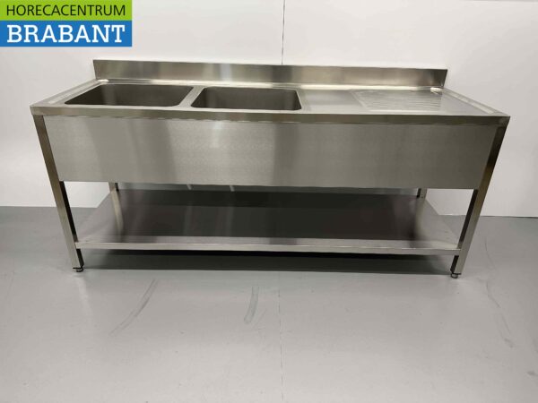 Evier double en acier inoxydable Premium-line Modèle soudé 200 cm Horeca