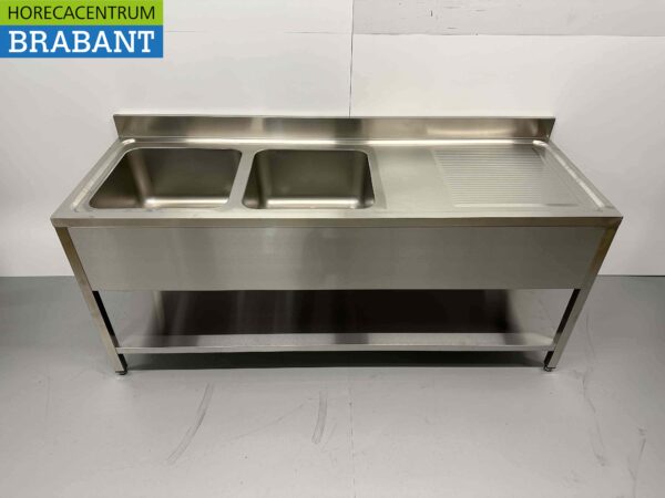 Evier double en acier inoxydable Premium-line Modèle soudé 200 cm Horeca – Image 2