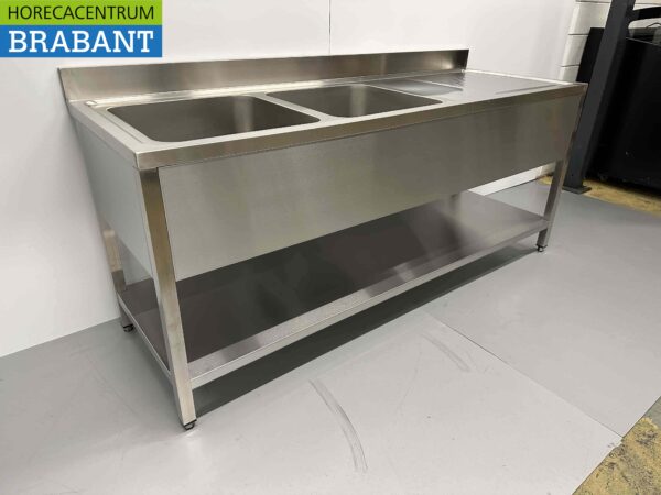 Evier double en acier inoxydable Premium-line Modèle soudé 200 cm Horeca – Image 3